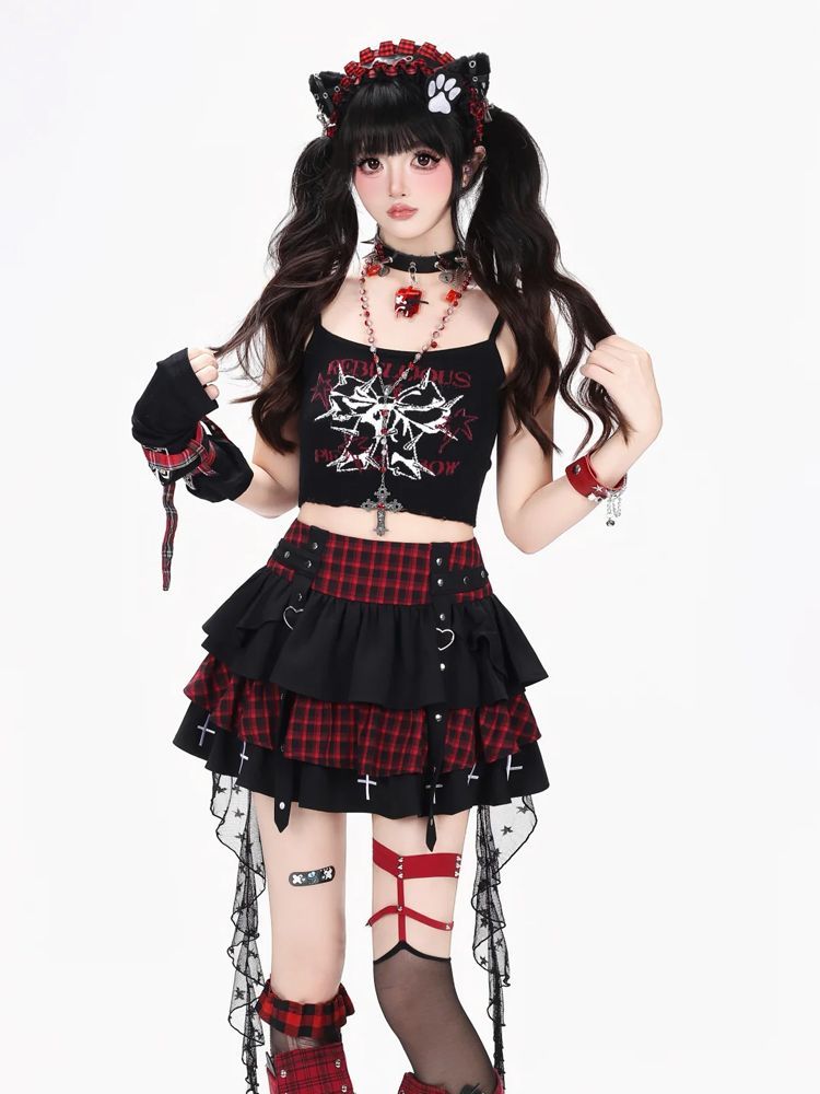 ชุด 3 ชิ้นสไตล์ Y2K พังก์ กอธิ - Elastic Lace Trim บทวิจารณ์และราคา