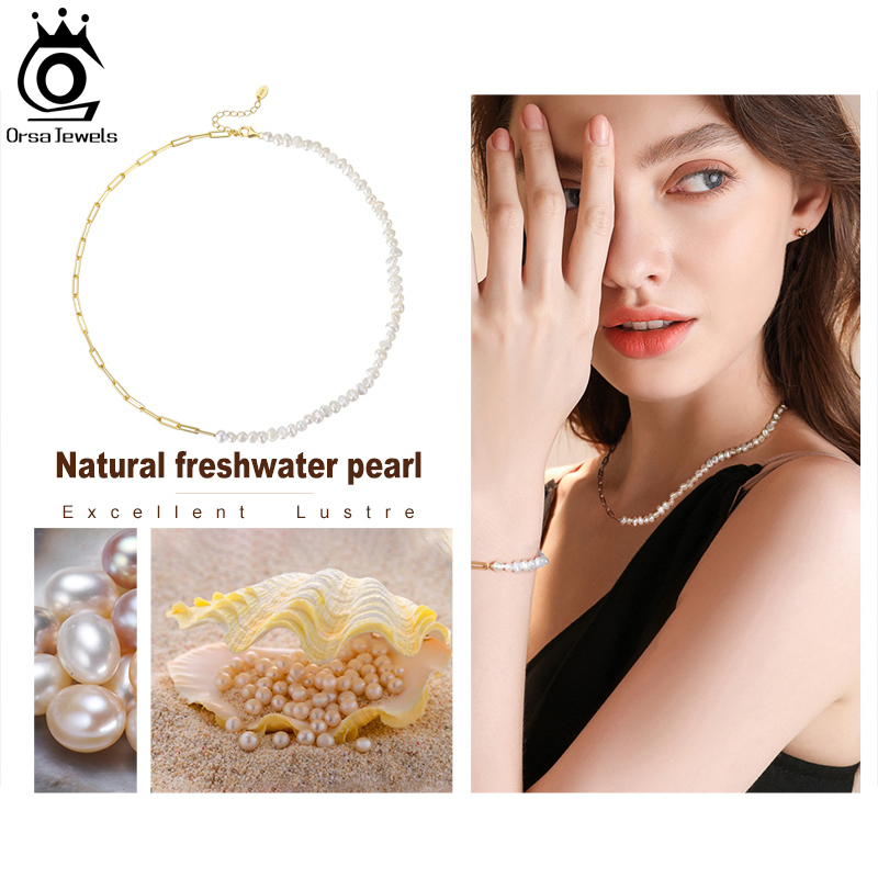 ORSA JEWELS สร้อยคอครึ่งมุกแบบ - Pearl Trim Chain บทวิจารณ์และราคา