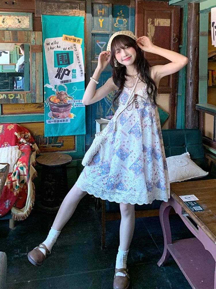 ชุดเดรสสายเดี่ยวสไตล์วินเทจสำห - Elastic Lace Trim บทวิจารณ์และราคา