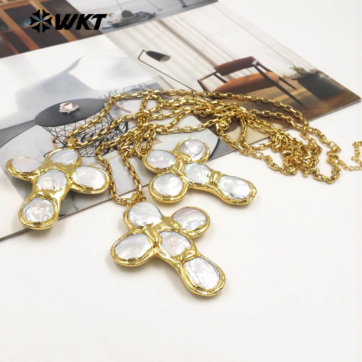 WT-JN349 สร้อยคอไข่มุกน้ำจืดธร - Pearl Trim Chain บทวิจารณ์และราคา