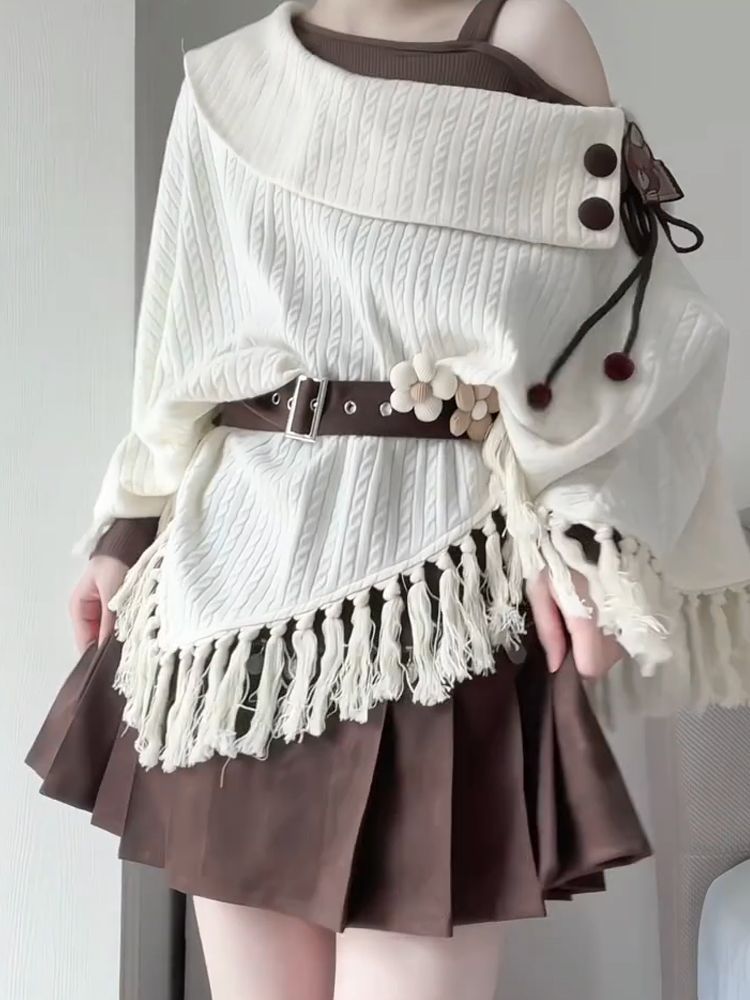 ชุดเซ็ต 2 ชิ้นสไตล์วินเทจญี่ปุ - Tassel Fringe Trim บทวิจารณ์และราคา