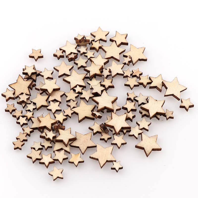 100Pcs DIY ขนาดผสมไม้ Pentagra - Embellishments For Scrapbooking บทวิจารณ์และราคา
