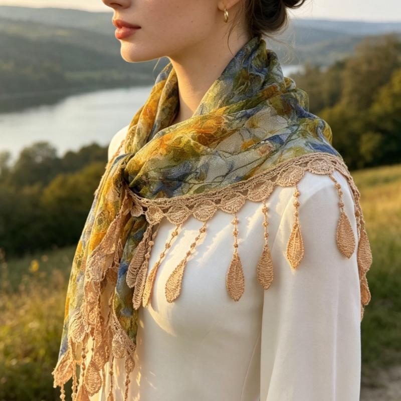 ผ้าพันคอสามเหลี่ยมสไตล์โบฮีเมี - Tassel Fringe Trim บทวิจารณ์และราคา