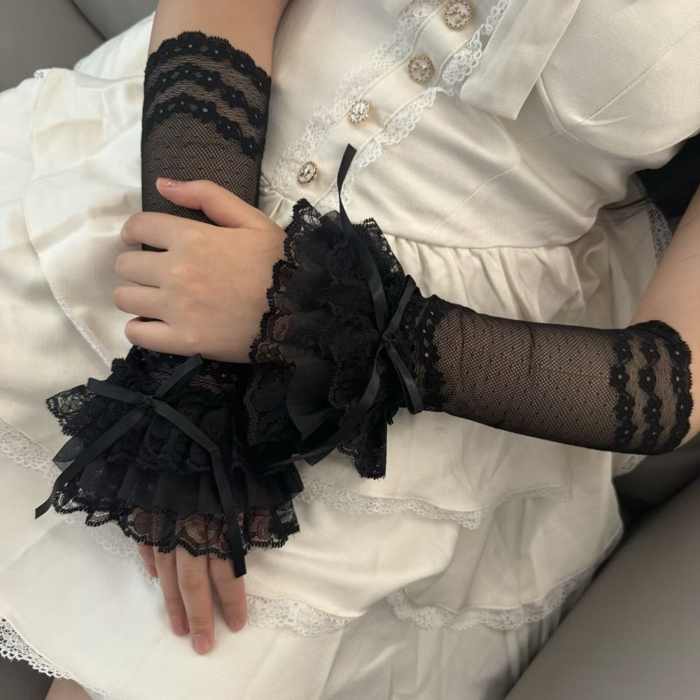 ถุงมือไร้นิ้วลูกไม้ฉลุลาย แต่ง - Elastic Lace Trim บทวิจารณ์และราคา