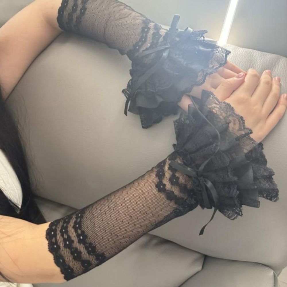 ถุงมือไร้นิ้วลูกไม้ฉลุลาย แต่ง - Elastic Lace Trim บทวิจารณ์และราคา